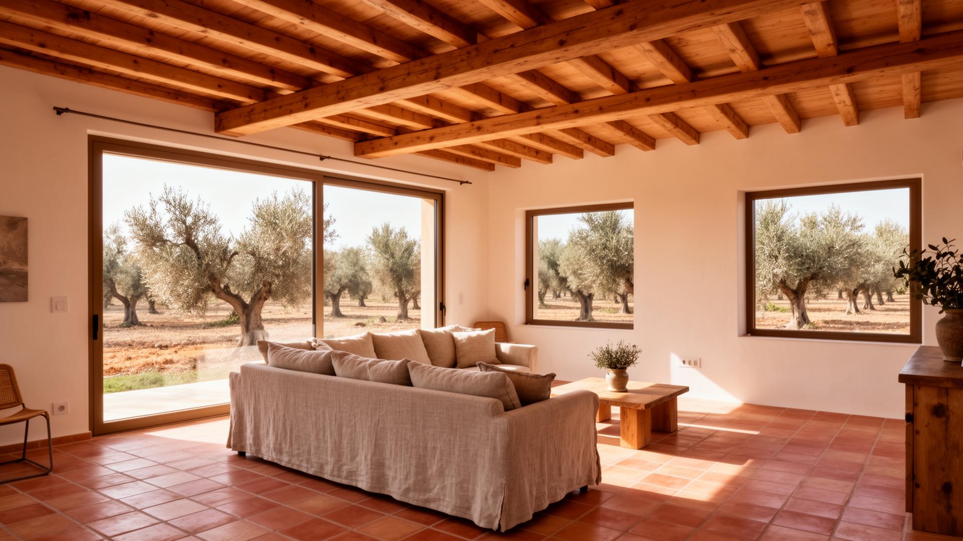 Warm interior of a timber-framed Cypriot home